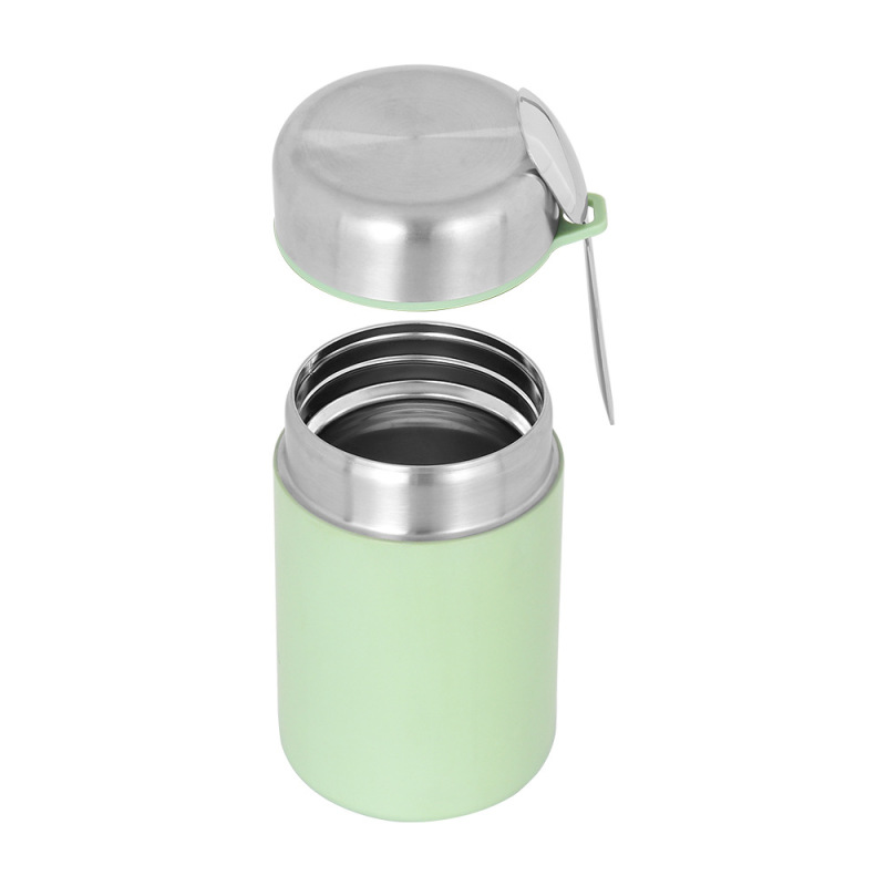 Outdoor OEM Logo Color Printing Green Portable School Student Kids Vaccum Double Wall Stainless Steel Insulated Thermal Food Jar