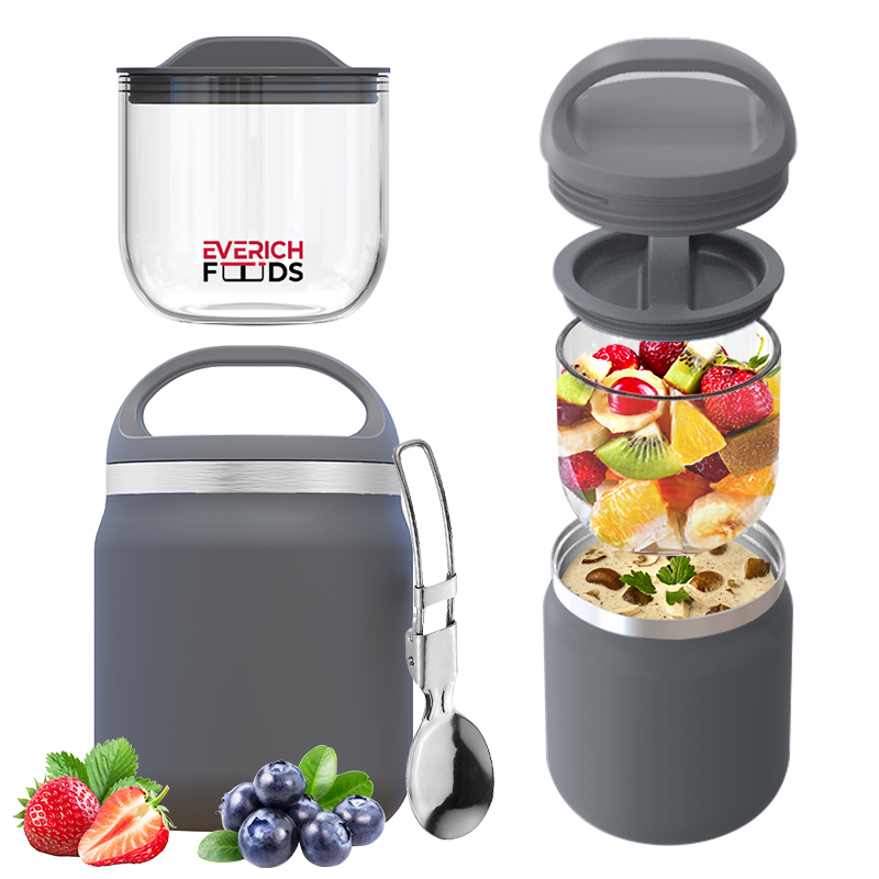 Leakproof Cereal On The Go Cup Bento Box for Adult Kids Thermos Insulated Food Container Stainless Steel Vacuum Food Jar