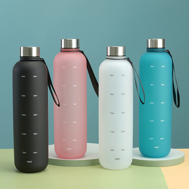 Free Shipping Ready to ship water Bottle With Time Marker - 32 OZ, 1 Liter, Water Bottles With Times To Drink Frosted Tritan