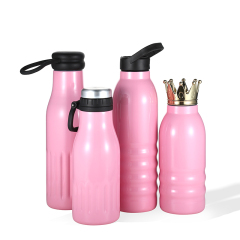 OEM Customized Horizontal Stripes Double Wall Stainless Steel Thermos Vaccum Insulated Sport Water Bottle with Lid Crown OEM Customized Horizontal Stripes Double Wall Stainless Steel Thermos Vaccum Insulated Sport Water Bottle with Lid Crown