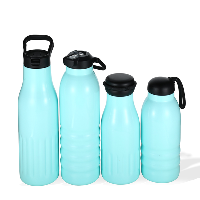 OEM Customized Horizontal Stripes Double Wall Stainless Steel Thermos Vaccum Insulated Sport Water Bottle with Lid Crown
