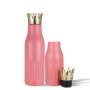 OEM Customized Horizontal Stripes Double Wall Stainless Steel Thermos Vaccum Insulated Sport Water Bottle with Lid Crown