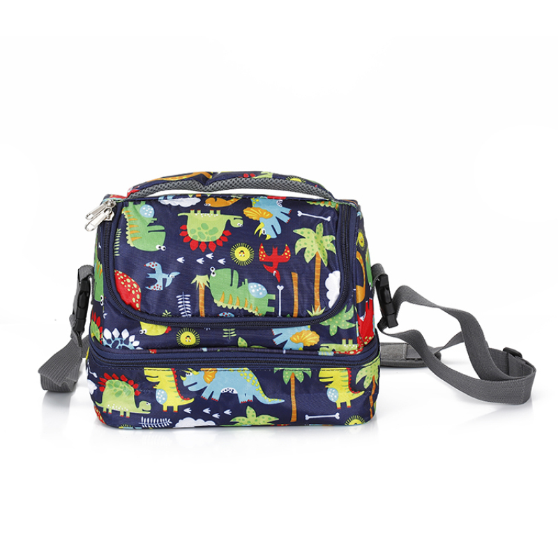Oxford shoulder and tote bag cute cartoon thermal insulated 2 compartments picnic lunch bag for women kids