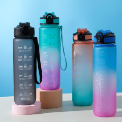 Water Bottle Gym and Outdoor Sports Motivational Bottle Time Marker 32oz Leakproof BPA Free Water Bottle