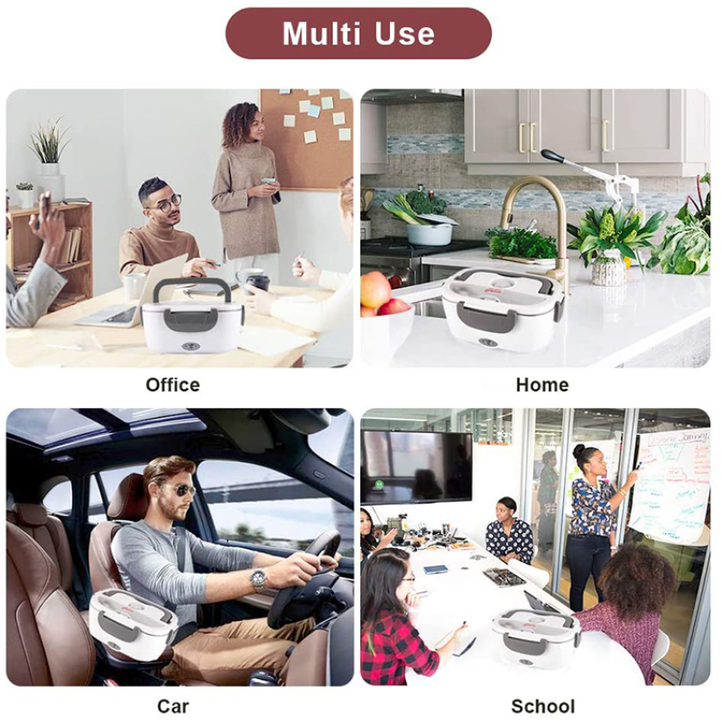 Ready To Ship In Stock Gray fashion electric heating lunch box for soup rice electric lunch box food warmer