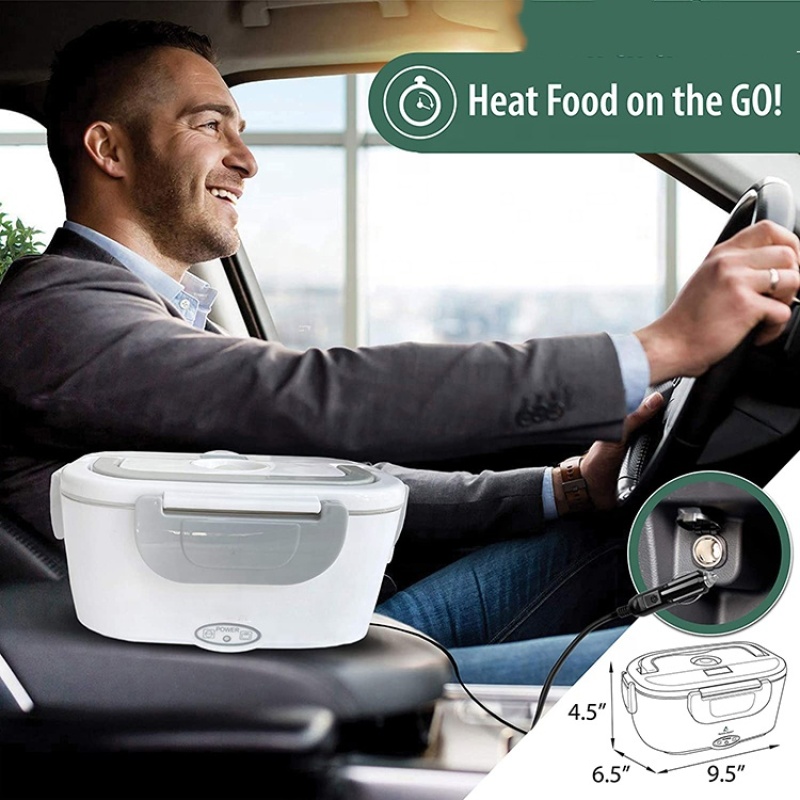 110V/12V Portable Food Warmer Food Heater with Removable Stainless Steel Container Electric Lunch Box for Car and Home