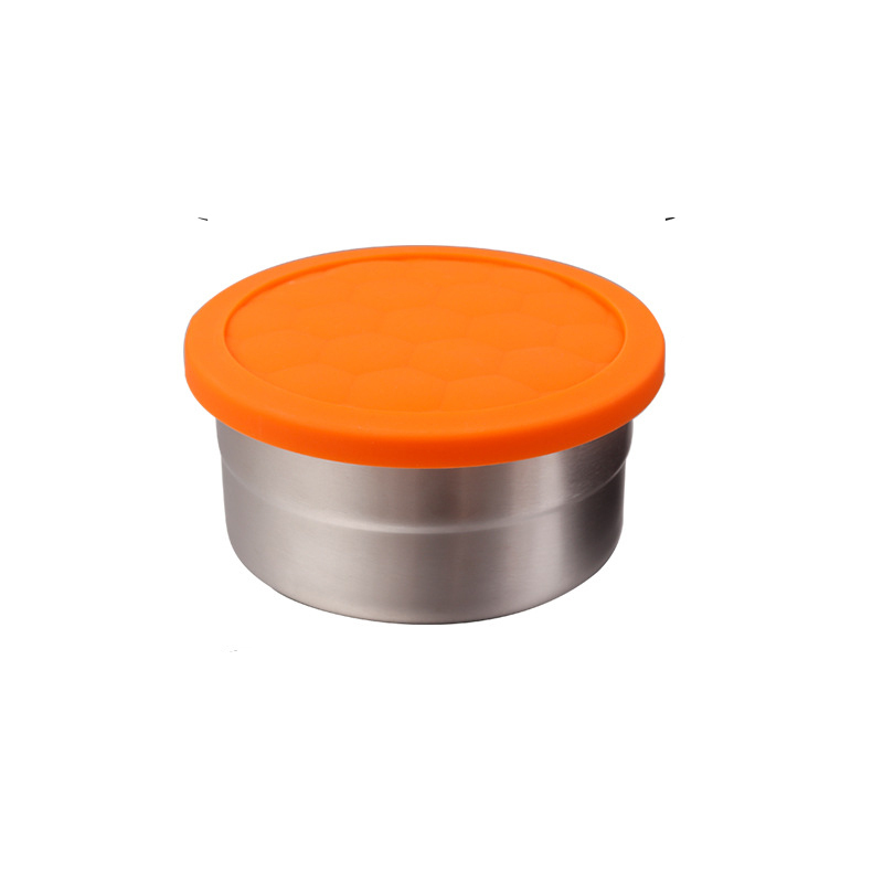 Stackable Collapsible Heatable Insulation Thermal Round Metal 304 Stainless Steel Lunch Box Food Containers with Silicone Lid