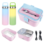 1.8L  Food Heated 12V 24V 110V Portable Food Warmer Heater  60W  for Car/Truck/Home Self Heating Box with Drinking Tumbler Set