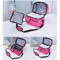 Cooler Bag Insulated Dual Compartment Lunch Bag with Soft Leakproof Liner and Shoulder Strap Double Deck Reusable Aluminium Foil