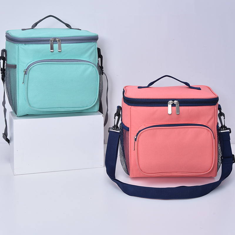 Cooler Bag Insulated Dual Compartment Lunch Bag with Soft Leakproof Liner and Shoulder Strap Double Deck Reusable Aluminium Foil