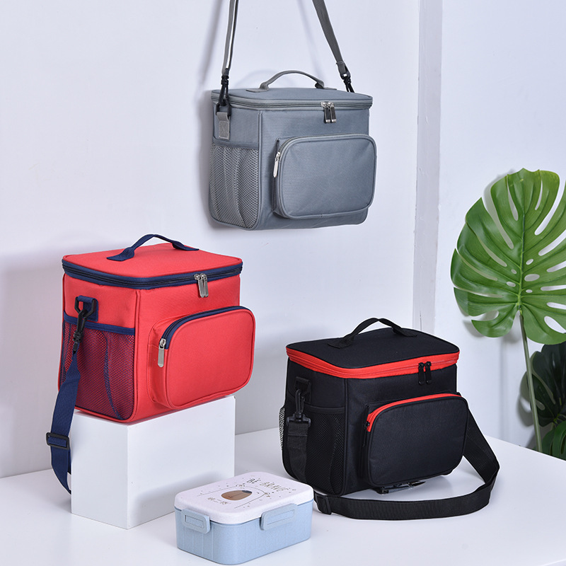 Cooler Bag Insulated Dual Compartment Lunch Bag with Soft Leakproof Liner and Shoulder Strap Double Deck Reusable Aluminium Foil
