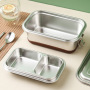 Sealed Leak Proof High Capacity Kids Bento Box Double layer Two Compartment 304 Stainless Steel Lunch Box with Silicone Bottom