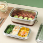 Sealed Leak Proof High Capacity Kids Bento Box Double layer Two Compartment 304 Stainless Steel Lunch Box with Silicone Bottom