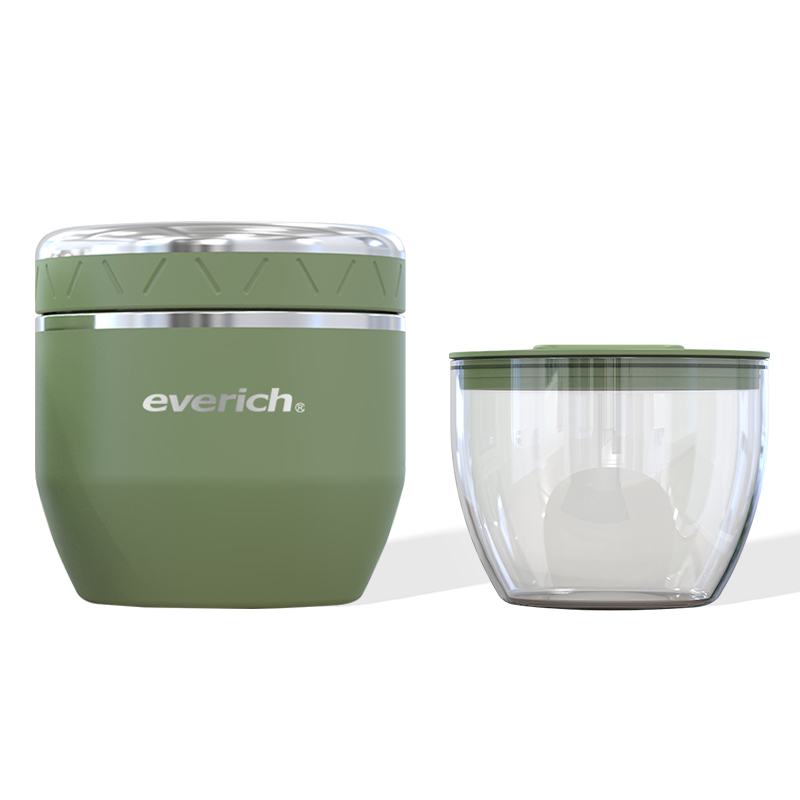 ODM Swel Stainless steel Triple-Layered Vacuum Insulated leakproof round bento box lunch box with Glass Nesting Bowls