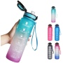 BPA-Free Leakproof 12oz / 32oz Motivational Plastic Sports Tritan Water Bottle With Time Marker Durable Non-Toxic