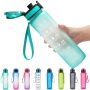BPA-Free Leakproof 12oz / 32oz Motivational Plastic Sports Tritan Water Bottle With Time Marker Durable Non-Toxic
