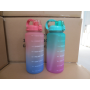 Free Shipping 64oz 2000ml gradient SK plastic water bottle with handle with straw with time maker