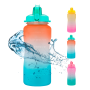 Free Shipping 64oz 2000ml gradient SK plastic water bottle with handle with straw with time maker