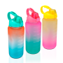 Free Shipping 64oz 2000ml gradient SK plastic water bottle with handle with straw with time maker