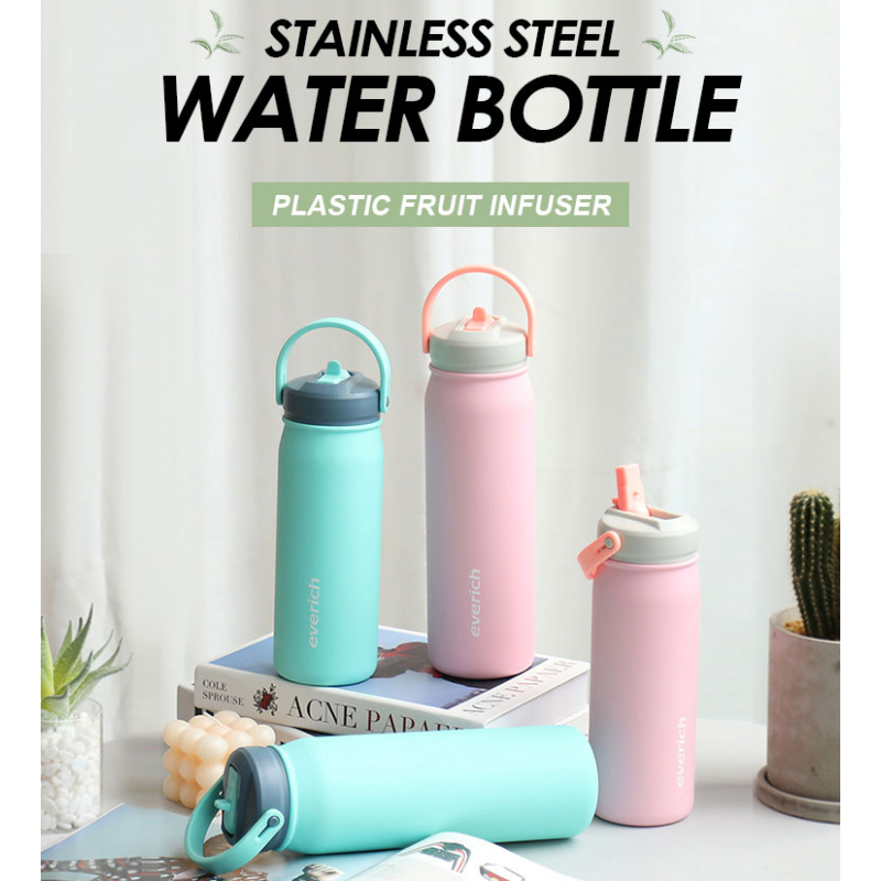 18oz Stainless Steel Flask Tea Thermos Travel Filtered Fruit Infuser Water Bottle with Filter Straw Sport Lid