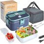 Electric Lunch Box 60W Food Heated 12V 24V 110V Portable Food Warmer Heater for Car/Truck/Home Self Heating Box with 1.8L