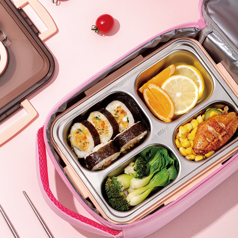 New girls cooler lunch box bag cute pink rabbit cartoon thermal insulated kids lunch bag for school