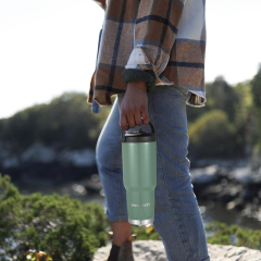 30 oz double walled ODM stainless steel wine tumbler with flip straw and handle vacuum insulated multipurpose water bottles