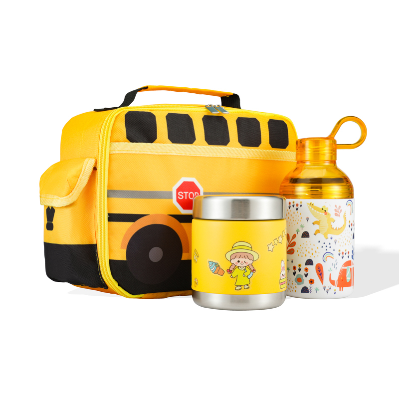 OEM Food Container Water Bottle Lunch Bag Custom Logo Double Wall 304 Stainless Steel Insulated Thermos Vaccum Food Jar Set