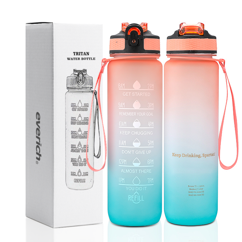 Free Shipping Best Water Bottle Gym and Outdoor Sports Motivational Bottle Time Marker 32oz Leakproof BPA Free Water Bottle