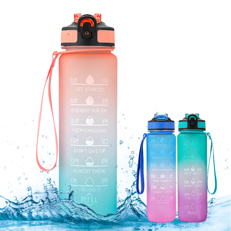 Free Shipping Best Water Bottle Gym and Outdoor Sports Motivational Bottle Time Marker 32oz Leakproof BPA Free Water Bottle