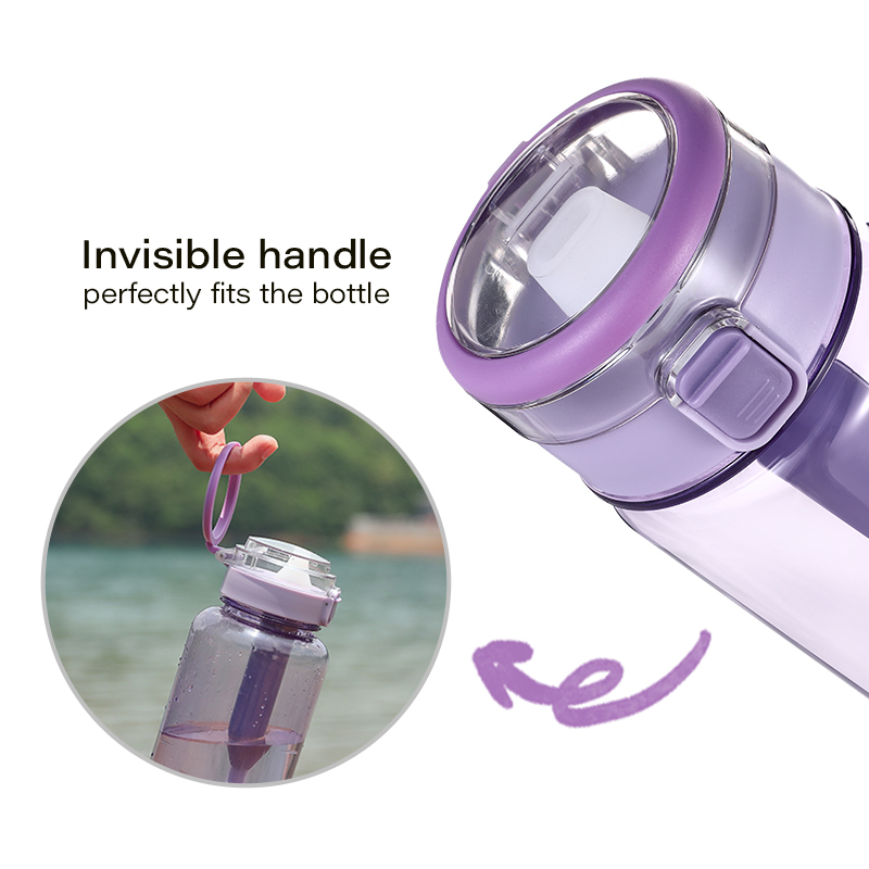 32oz Customized Color Purifier 1l Outdoor Plastic Water Bottle with Time Filter and Straw for Hiking Camping Travel
