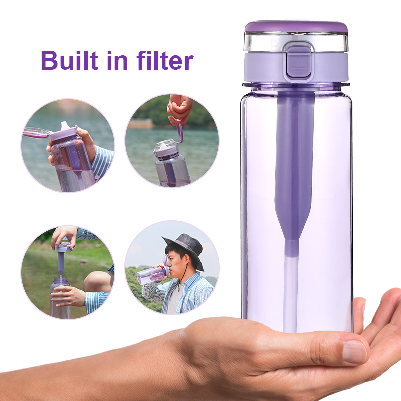 32oz Customized Color Purifier 1l Outdoor Plastic Water Bottle with Time Filter and Straw for Hiking Camping Travel