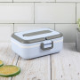 Custom Rectangular Colorful Plastic Two Compartments Multi Layers Storage Food Container Bento Lunch Box with Handle Spoon