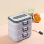 Custom Rectangular Colorful Plastic Two Compartments Multi Layers Storage Food Container Bento Lunch Box with Handle Spoon