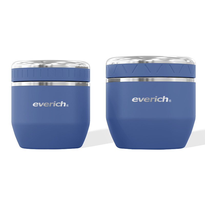 Round Shape Triple-Layered Vacuum Bento Lunch Box With Glass Container Jar Stainless Steel Food Container With Airtight Lid