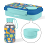BPA Free Blue Lunch Box Set Food Tiffin Containers with Thermos & Water Bottle and  Lunch Bag for School