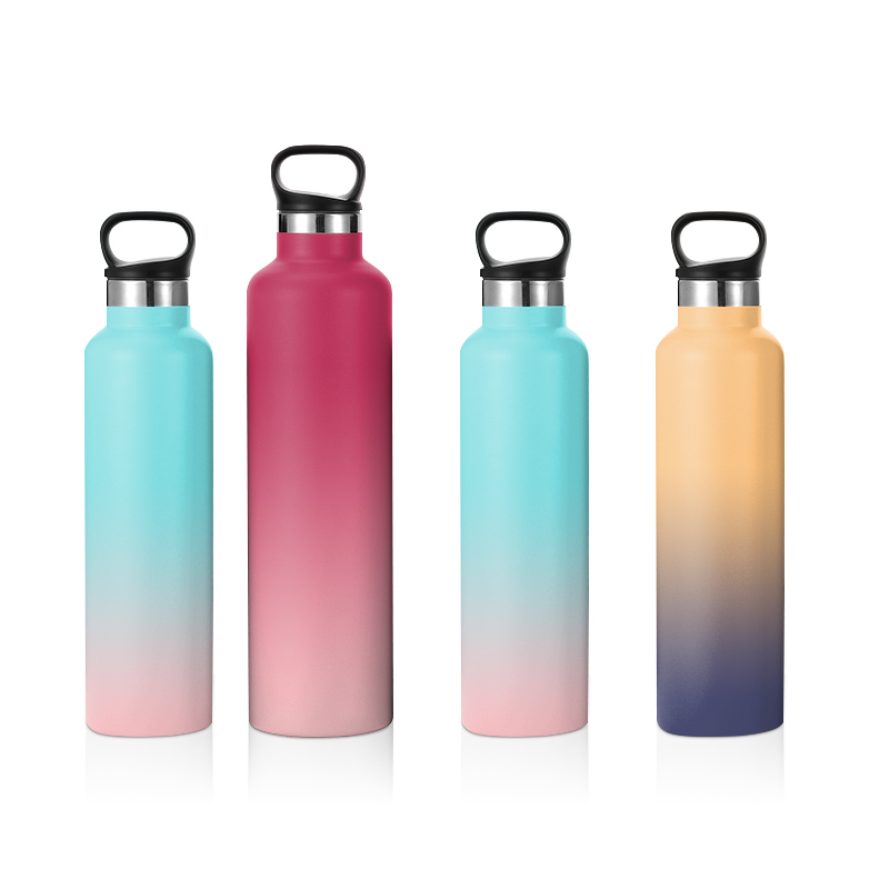 Colorful Painting Gym Custom Logo Thermos 304 Double Wall Stainless Steel Insulated Vaccum Water Bottles with Handle Lid