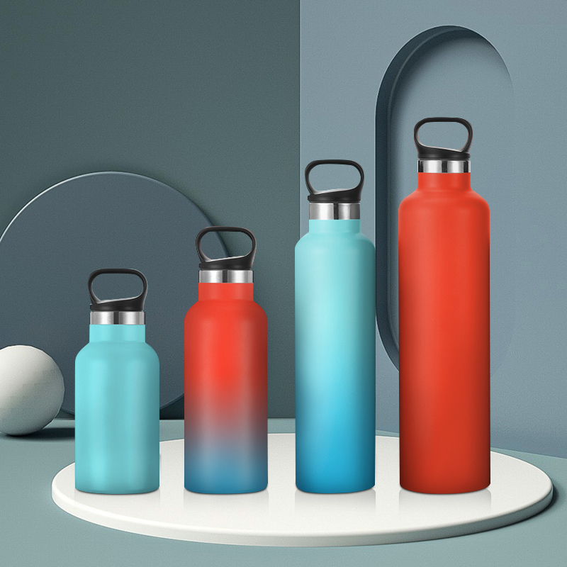 Colorful Painting Gym Custom Logo Thermos 304 Double Wall Stainless Steel Insulated Vaccum Water Bottles with Handle Lid