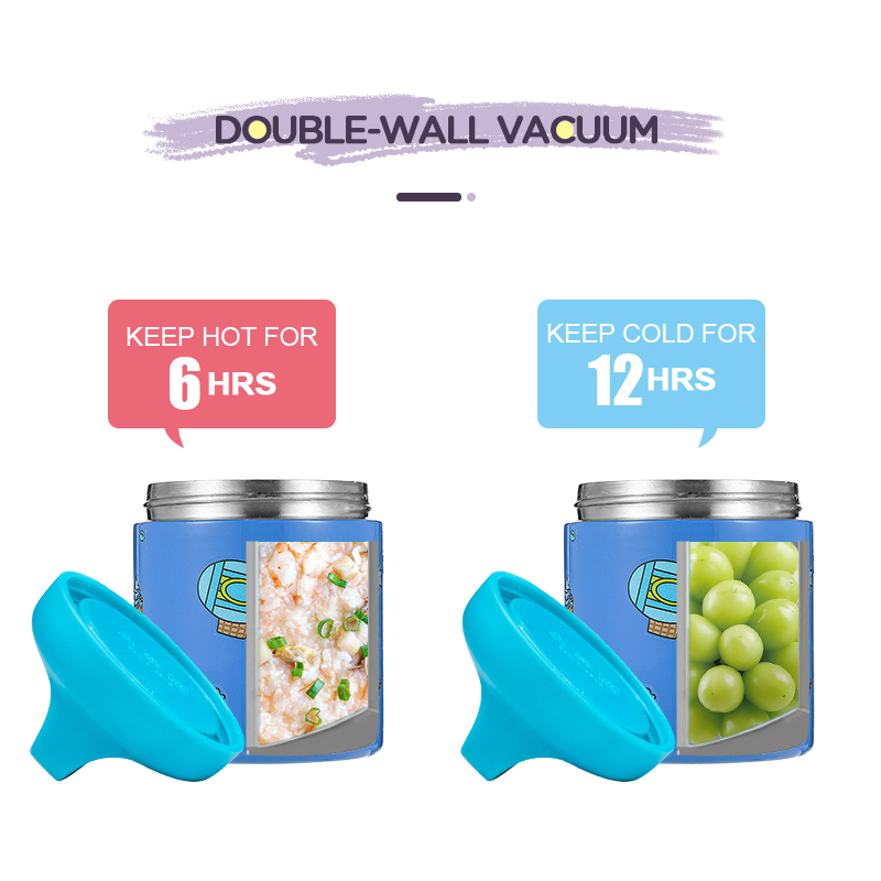 Everich OEM ODM 350ml Double Wall 304 Stainless Steel Insulated Thermos Lunch Food jar Storage Containers with Co-Mould Handle