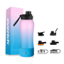 Customized Logo 24 oz Double Wall 304 Vacuum Insulated Thermal Curved Stainless Steel Sports Water Bottle with Straw Lid