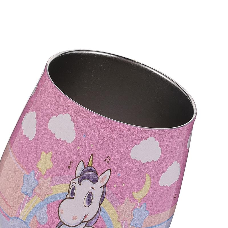OEM Everich Vacuum Metal Egg Tumbler Mug Custom Coating 304 Stainless Steel Insulated Tumbler Wine Cup with Straw Bamboo Lid