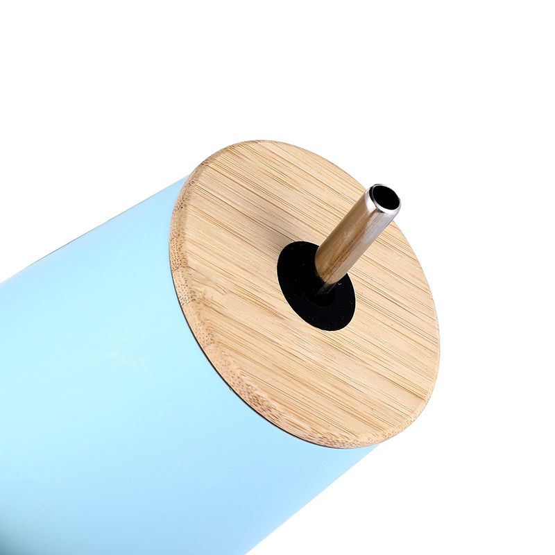 OEM Everich Vacuum Metal Egg Tumbler Mug Custom Coating 304 Stainless Steel Insulated Tumbler Wine Cup with Straw Bamboo Lid