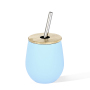 OEM Everich Vacuum Metal Egg Tumbler Mug Custom Coating 304 Stainless Steel Insulated Tumbler Wine Cup with Straw Bamboo Lid