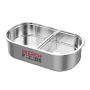 Leak Proof  304 Stainless Steel 2 Compartment Divided Custom Logo Lunch Bento Box With Silicone Retractable Lid