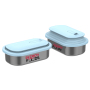 Leak Proof  304 Stainless Steel 2 Compartment Divided Custom Logo Lunch Bento Box With Silicone Retractable Lid