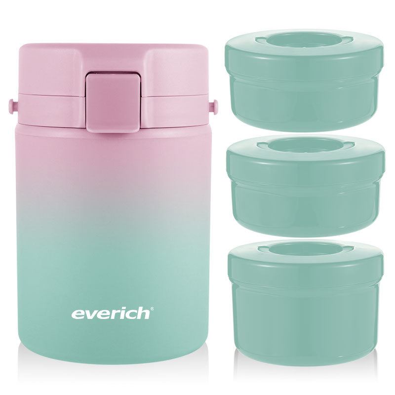 ODM Design Round Bento Plastic Large Lunch Jar Portable Food Jar 3 Layer Lunch Box With Handle for Men Women Picnic