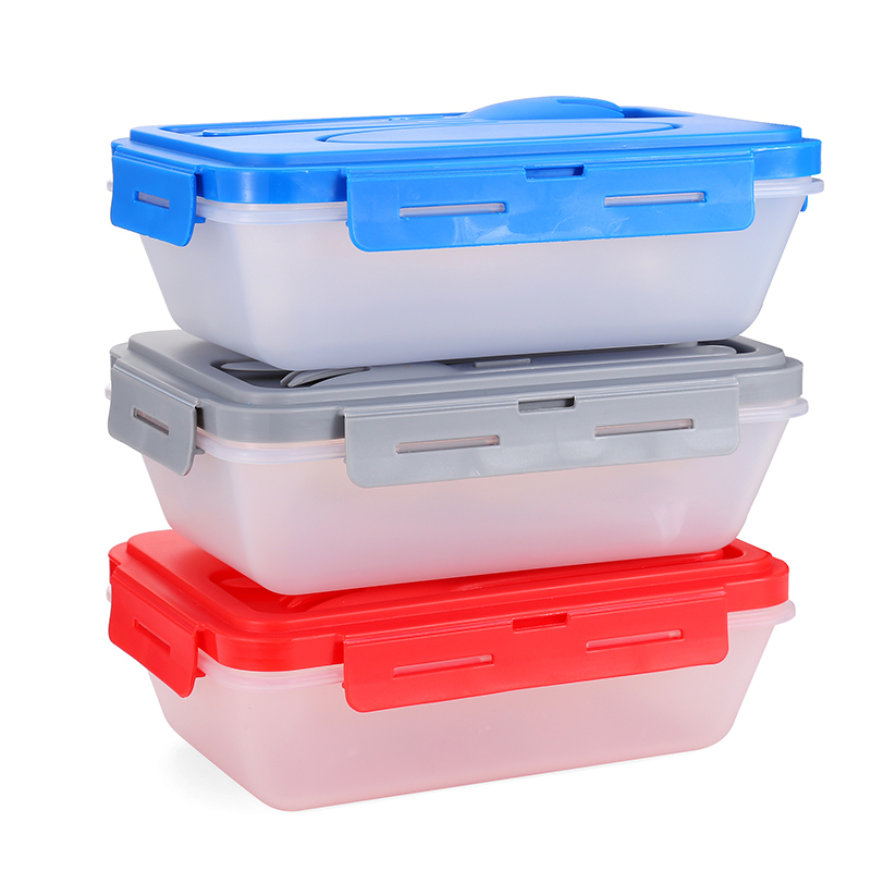 Customization BPA Free Colorful Two Compartment ABS Lunch Box Bento Food Containers with Plastic Fork and Spoon