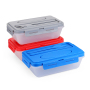 Customization BPA Free Colorful Two Compartment ABS Lunch Box Bento Food Containers with Plastic Fork and Spoon