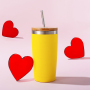 20 oz Double Wall Stainless Steel Travel Mug Vacuum Insulated Cup Tumbler with bamboo Lid & Straw