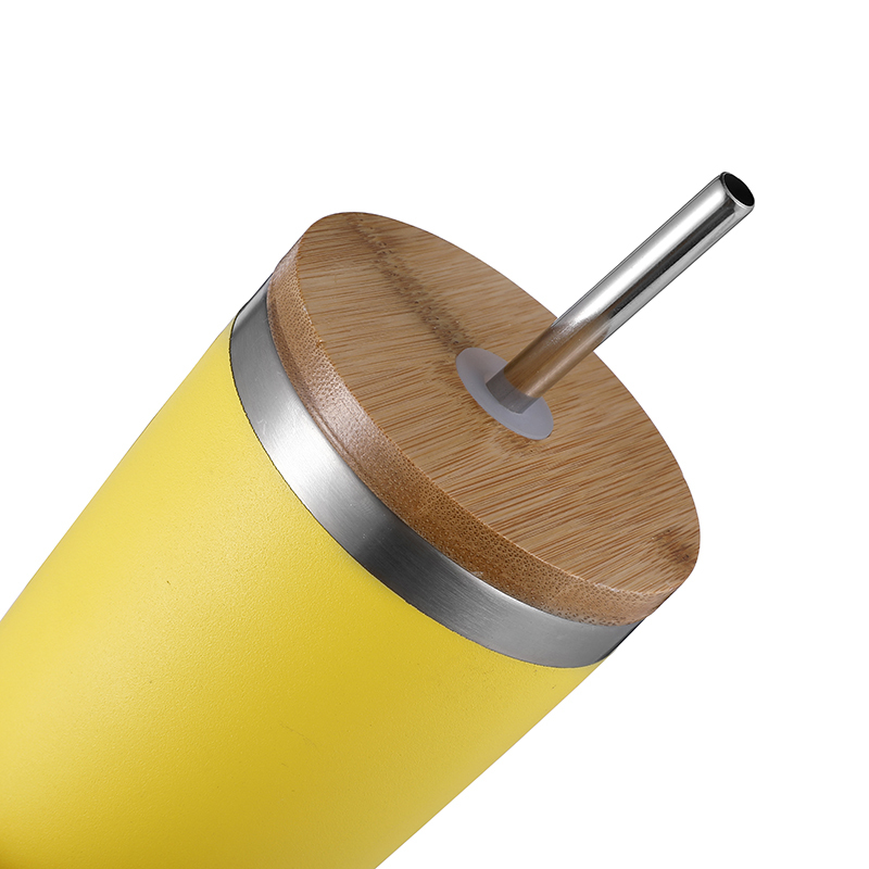 20 oz Double Wall Stainless Steel Travel Mug Vacuum Insulated Cup Tumbler with bamboo Lid & Straw